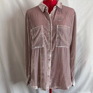Pilcro Mauve Velvet Button Down Shirt
